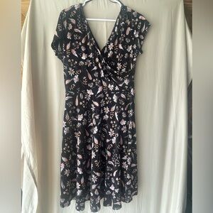 Kaileigh Black and White Wrap Midi Dress
